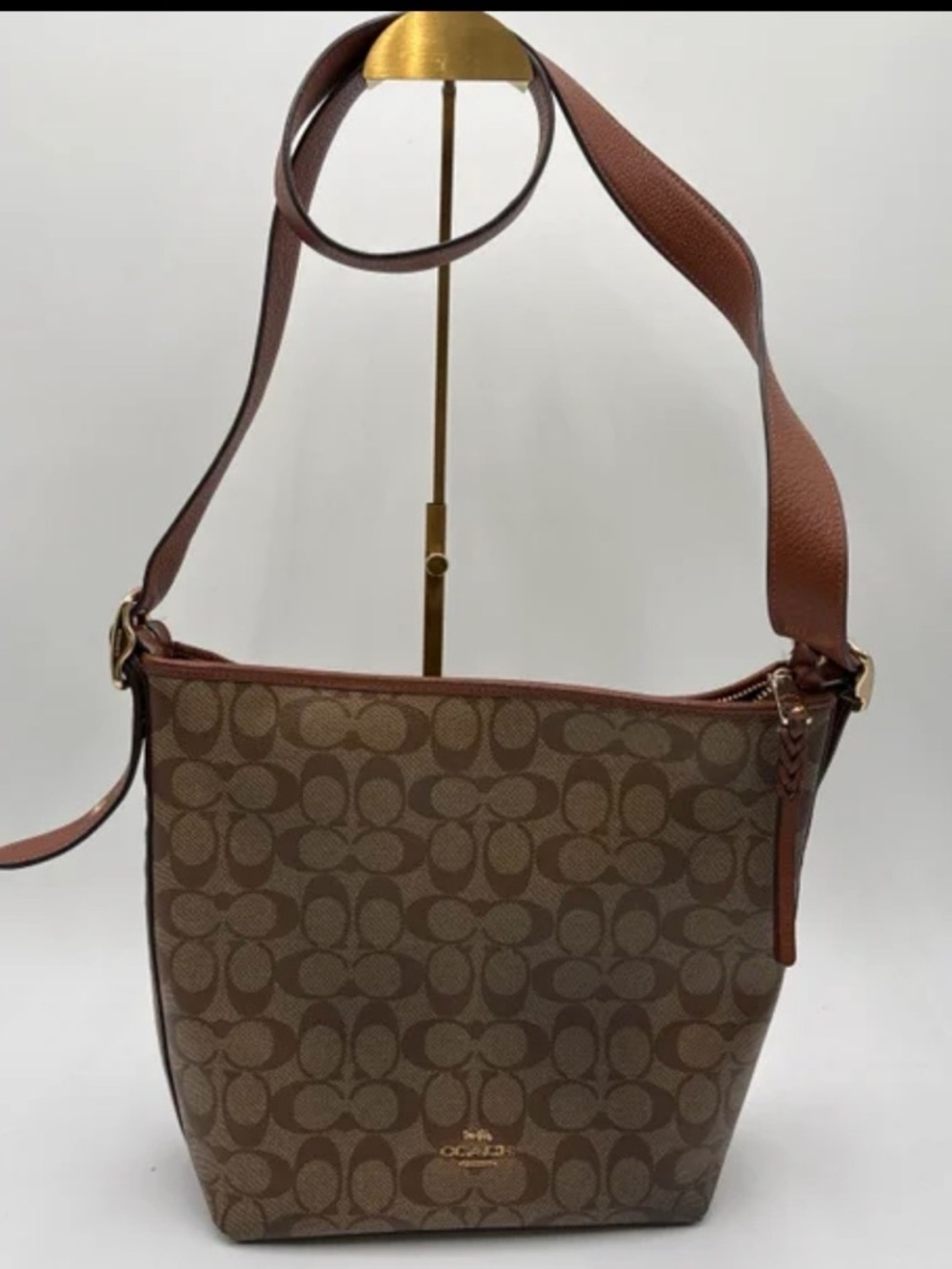 COACH Pennie Shoulder Bag in Signature Canvas Khaki Saddle C2819 - Picture 2 of 16